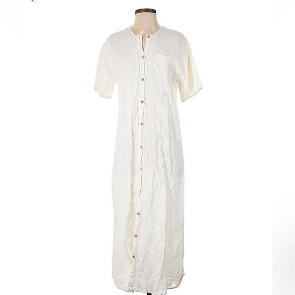 Sister Katie 100% Organic Cotton Button Front Maxi Marianne Dress Small - Picture 2 of 9